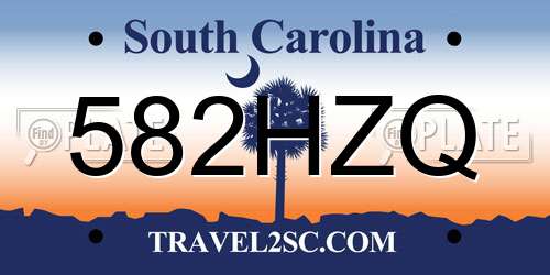 582HZQ South Carolina License Plate