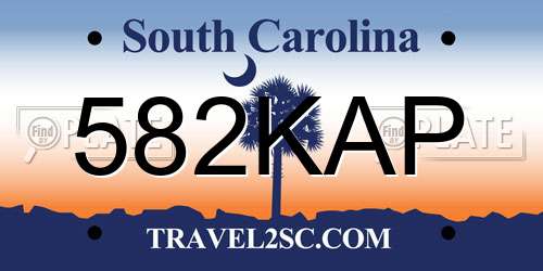 582KAP South Carolina License Plate