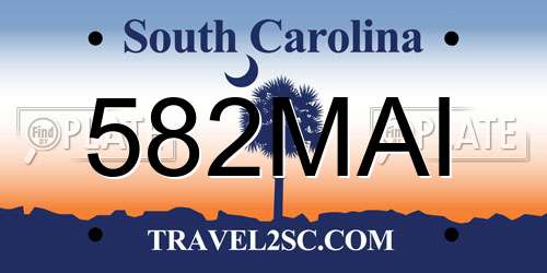 582MAI South Carolina License Plate