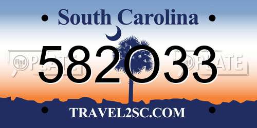 582O33 South Carolina License Plate