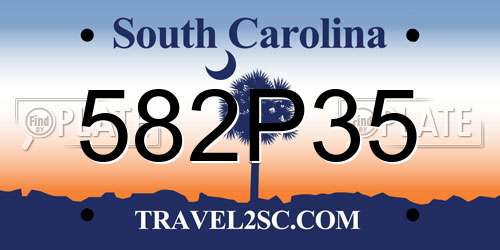 582P35 South Carolina License Plate