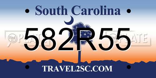 582R55 South Carolina License Plate
