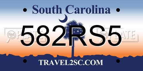 582RS5 South Carolina License Plate