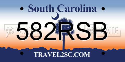 582RSB South Carolina License Plate