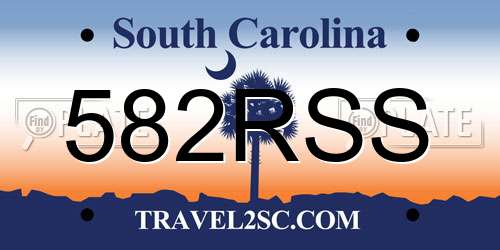 582RSS South Carolina License Plate