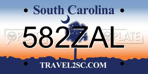 582ZAL South Carolina License Plate