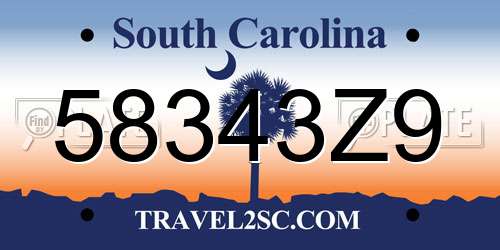 58343Z9 South Carolina License Plate