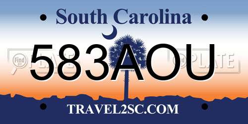 583AOU South Carolina License Plate