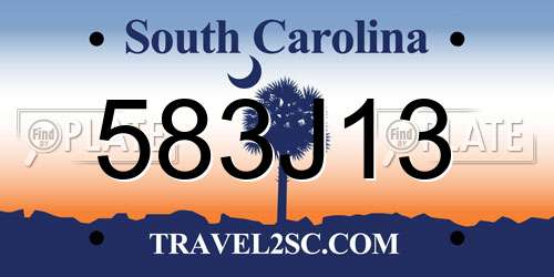583J13 South Carolina License Plate