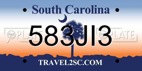 583JI3 South Carolina License Plate