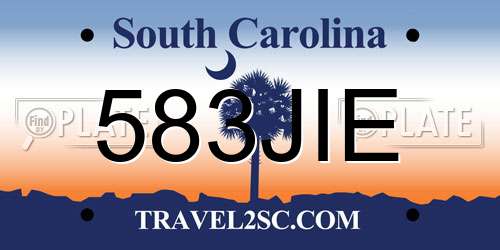 583JIE South Carolina License Plate