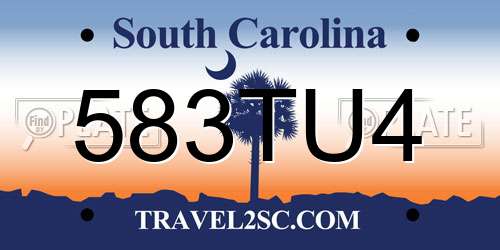 583TU4 South Carolina License Plate