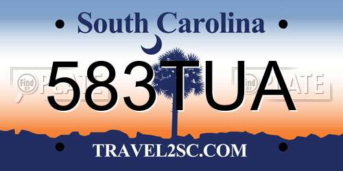 583TUA South Carolina License Plate