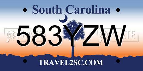 583YZW South Carolina License Plate