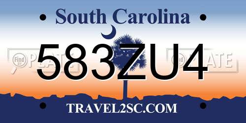 583ZU4 South Carolina License Plate