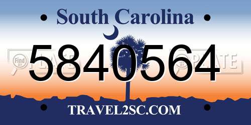 5840564 South Carolina License Plate