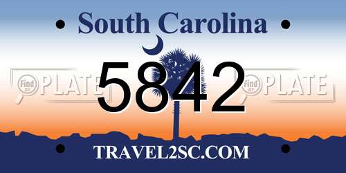 5842 South Carolina License Plate