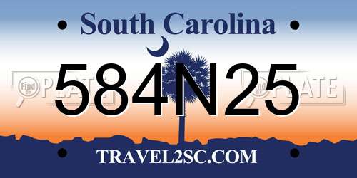 584N25 South Carolina License Plate