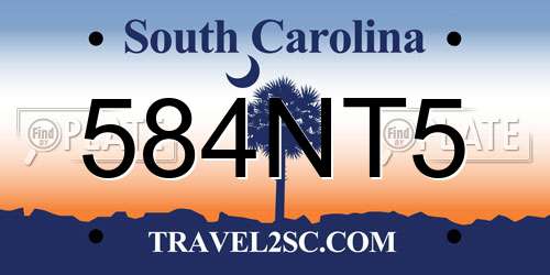 584NT5 South Carolina License Plate