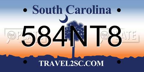 584NT8 South Carolina License Plate