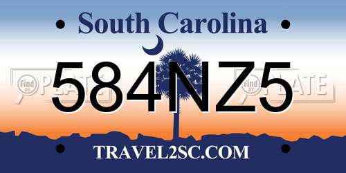584NZ5 South Carolina License Plate