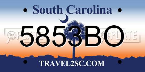 5853BO South Carolina License Plate