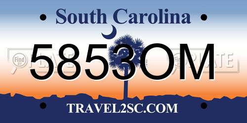 5853OM South Carolina License Plate