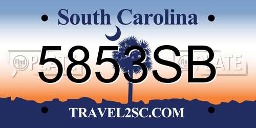 5853SB South Carolina License Plate