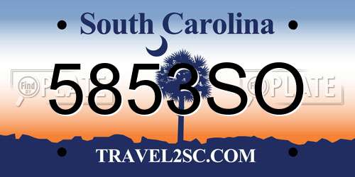 5853SO South Carolina License Plate