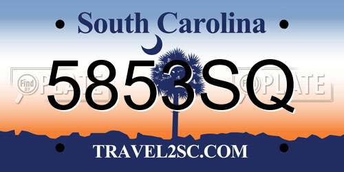 5853SQ South Carolina License Plate