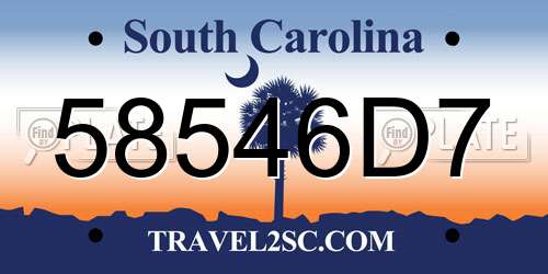 58546D7 South Carolina License Plate