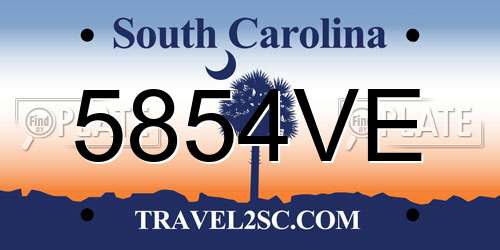 5854VE South Carolina License Plate