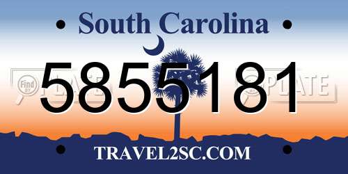 5855181 South Carolina License Plate