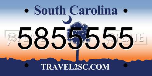 5855555 South Carolina License Plate