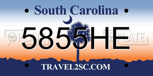 5855HE South Carolina License Plate