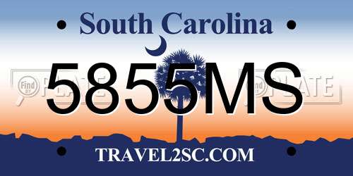 5855MS South Carolina License Plate