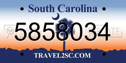 5858034 South Carolina License Plate