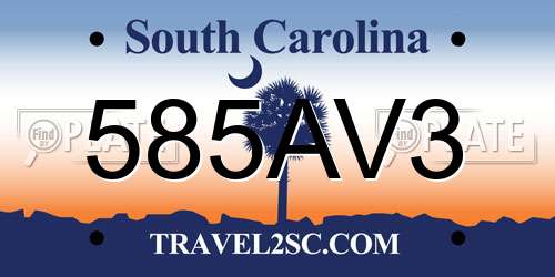585AV3 South Carolina License Plate