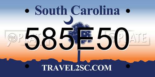 585E50 South Carolina License Plate