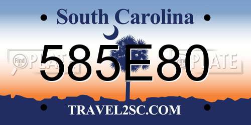 585E80 South Carolina License Plate