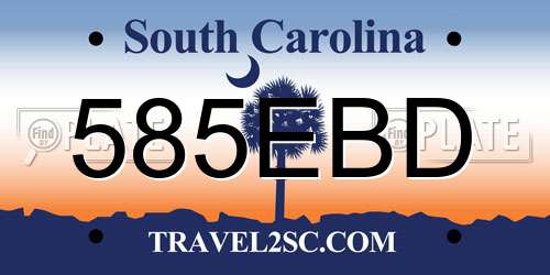585EBD South Carolina License Plate