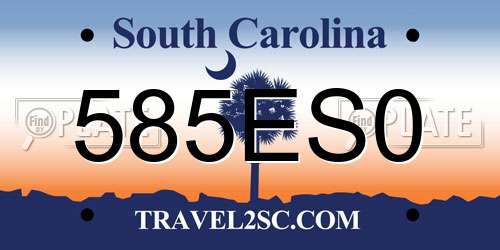 585ES0 South Carolina License Plate