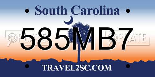 585MB7 South Carolina License Plate