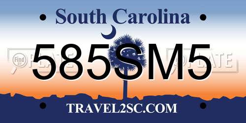 585SM5 South Carolina License Plate