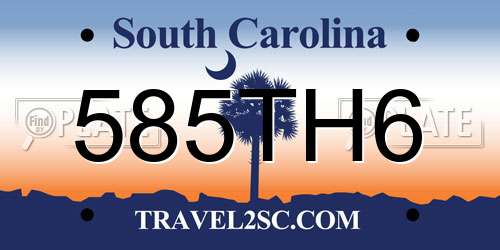 585TH6 South Carolina License Plate