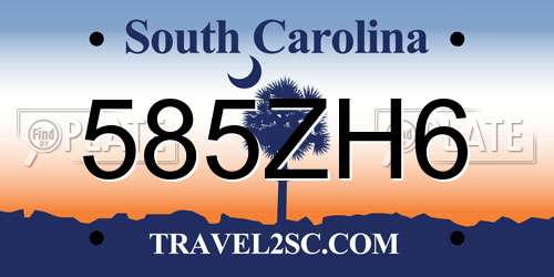 585ZH6 South Carolina License Plate