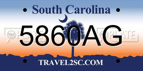 5860AG South Carolina License Plate