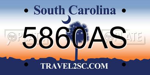 5860AS South Carolina License Plate