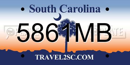 5861MB South Carolina License Plate