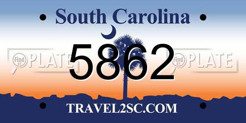 5862 South Carolina License Plate